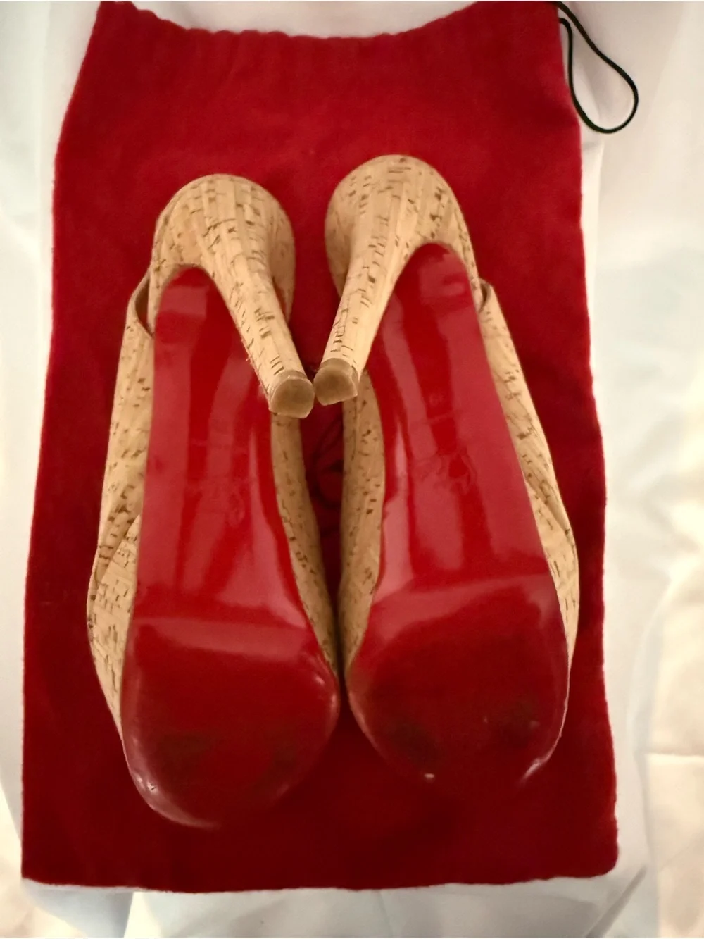 Christian Louboutin Cork Slingback Pumps in Tan